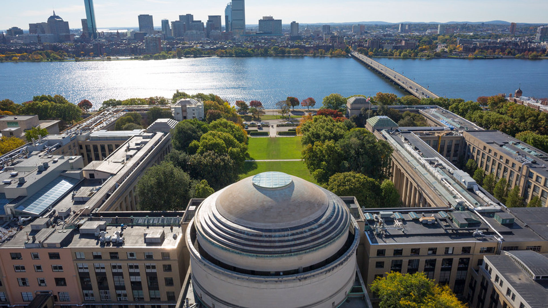 Aerial view of MIT campus and river
