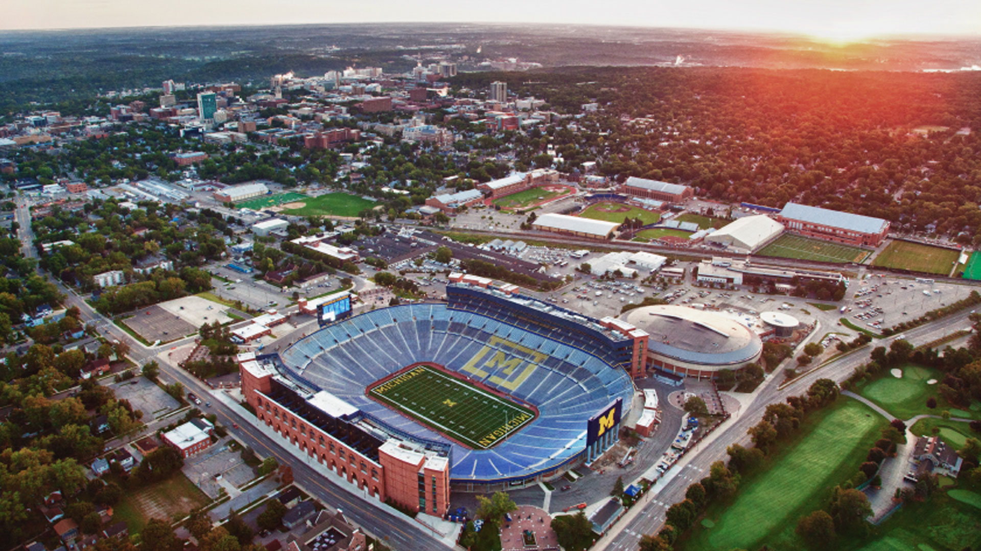 Aerial view of Michigan stadium.