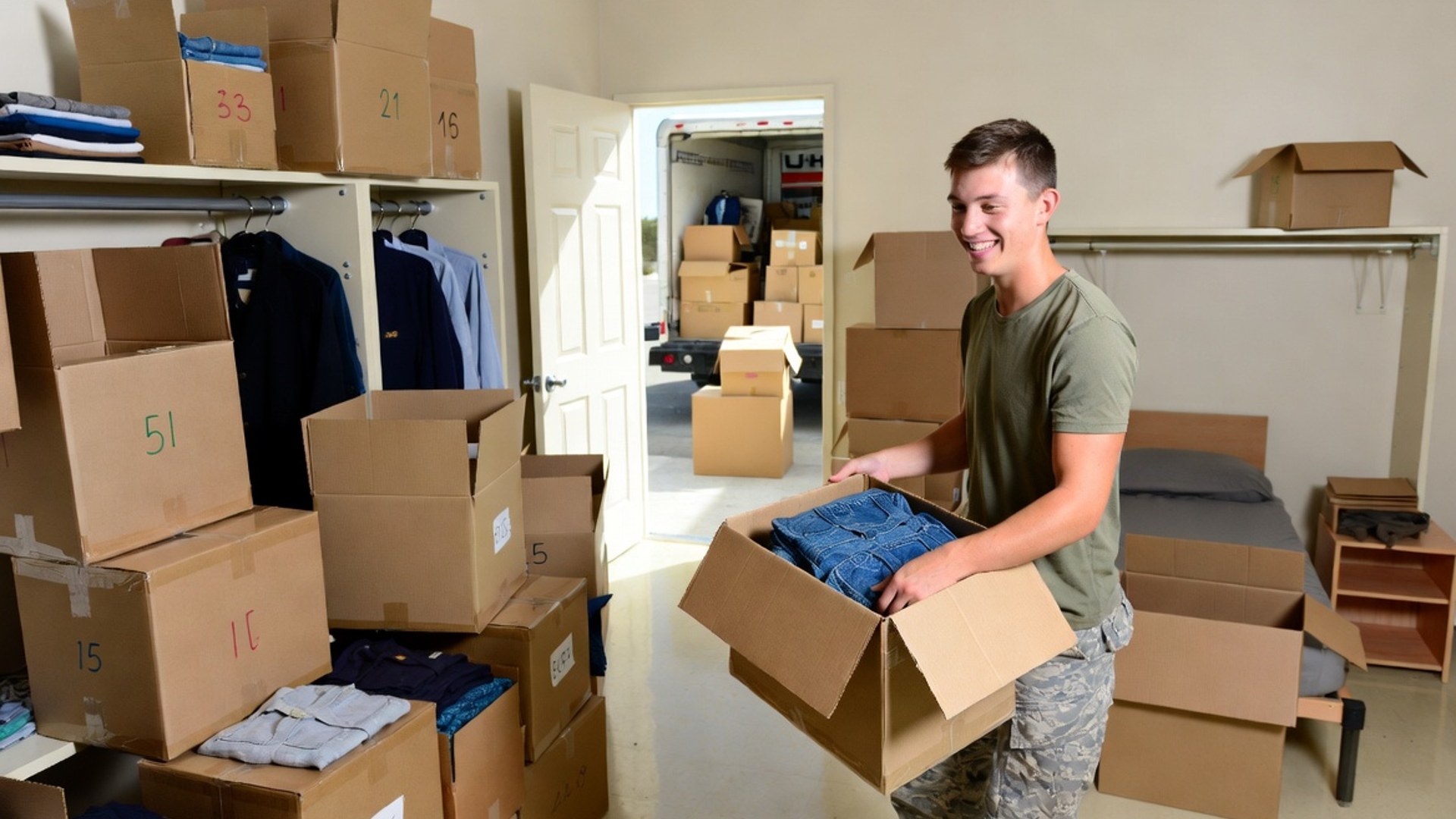 Ship2Storage Service member loading personal belongings into a moving truck for a smooth DIY military move